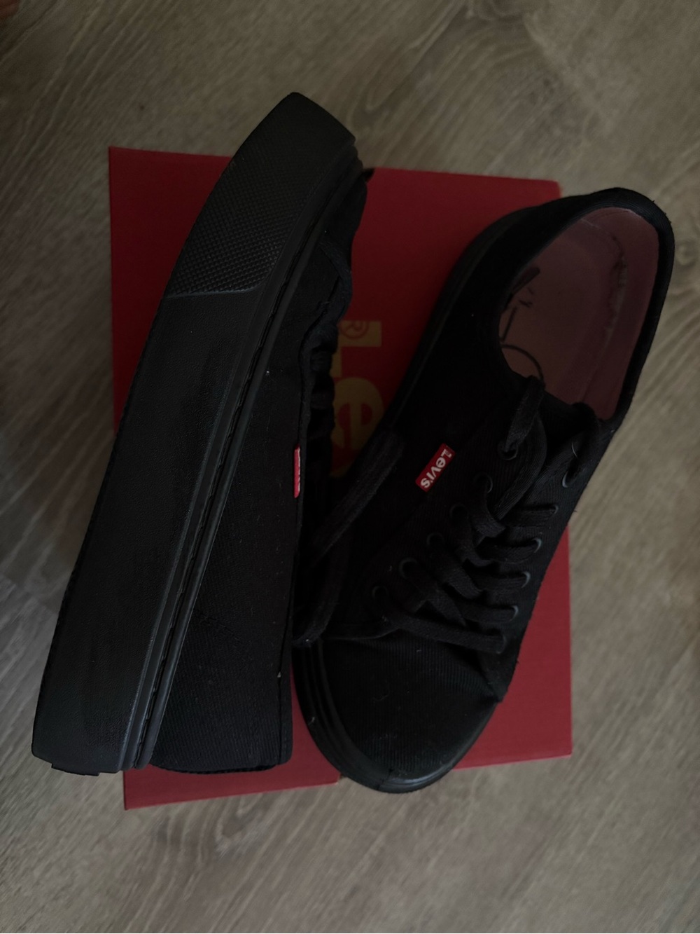 Levi's Black Low-Top Canvas Sneakers with Red Logo Tab
